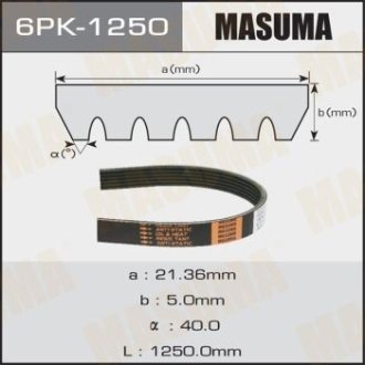Ремінь поликлиновой MASUMA 6PK1250 (фото 1)