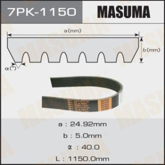 Ремінь поликлиновой MASUMA 7PK1150 (фото 1)