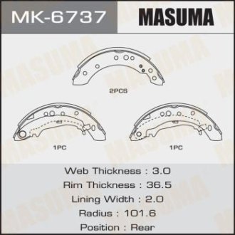 Колодка тормозная барабанная MASUMA MK6737 (фото 1)