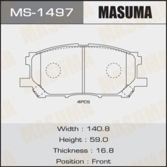 Колодка тормозная передняя Lexus RX 300, 330, 350 (04-08) MASUMA MS1497 (фото 1)