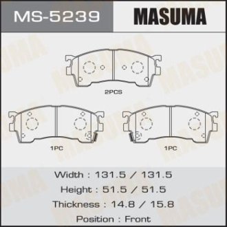 Колодка тормозная передняя MASUMA MS5239