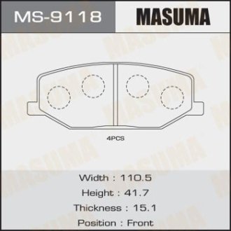 Колодка тормозная MASUMA MS9118