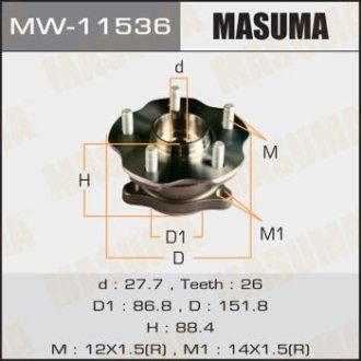 Подшипник ступицы зад.lexus rx450h, rx200t MASUMA MW11536