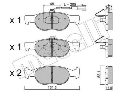 Комплект гальмівних колодок (дискових) Metelli 22-0079-0