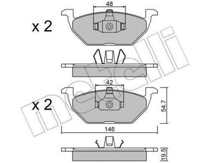 Комплект гальмівних колодок (дискових) Metelli 2202111 (фото 1)