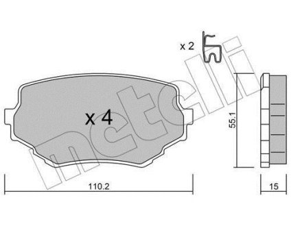 Комплект гальмівних колодок (дискових) Metelli 2202490