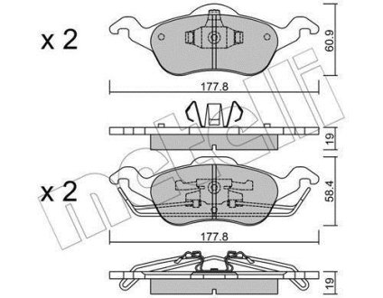 Комплект гальмівних колодок (дискових) Metelli 2202910 (фото 1)