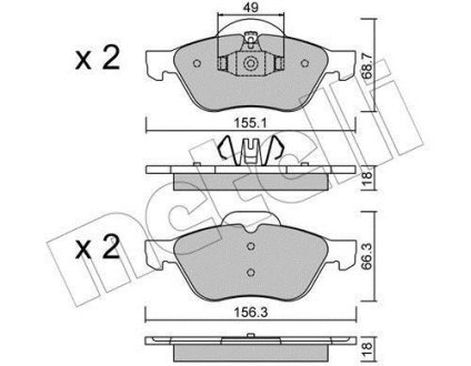 Комплект гальмівних колодок (дискових) Metelli 2203351 (фото 1)