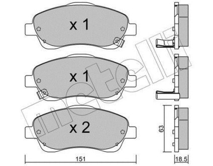 Комплект гальмівних колодок (дискових) Metelli 22-0450-0