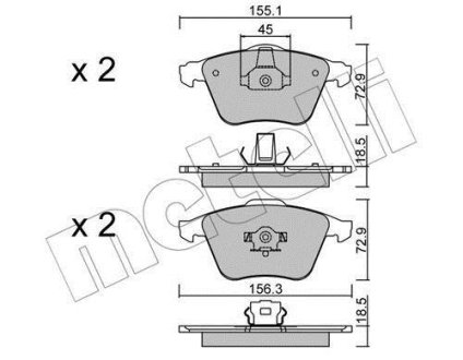 Комплект гальмівних колодок (дискових) Metelli 2205493