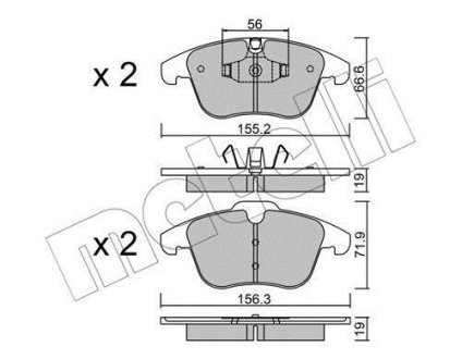 Комплект гальмівних колодок (дискових) Metelli 2206754