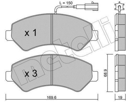 Комплект гальмівних колодок (дискових) Metelli 2207090 (фото 1)