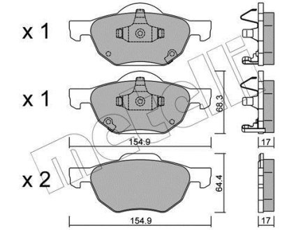 Комплект гальмівних колодок (дискових) Metelli 2207300 (фото 1)