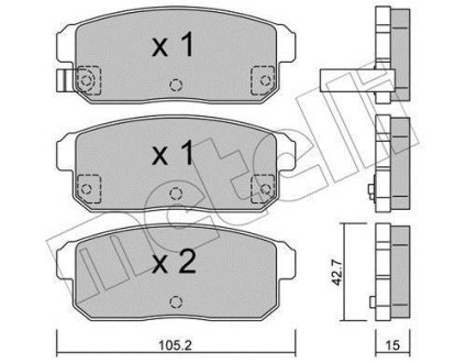 Комплект гальмівних колодок (дискових) Metelli 2207330