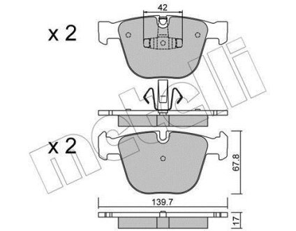 Комплект гальмівних колодок (дискових) Metelli 2207736 (фото 1)