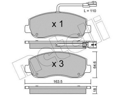 Комплект гальмівних колодок з 4 шт. дисків Metelli 22-0898-0