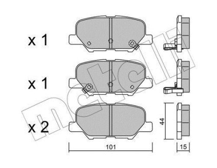 Комплект гальмівних колодок (дискових) Metelli 2209950 (фото 1)