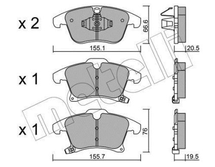 Комплект гальмівних колодок (дискових) Metelli 2210390 (фото 1)