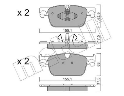 Комплект гальмівних колодок (дискових) Metelli 2211190 (фото 1)