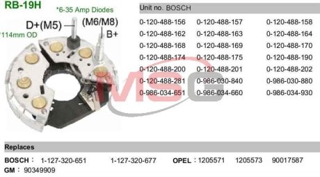 Диодный міст 133996 MOBILETRON RB-19H