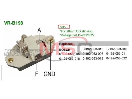 Регулятор напряжения генератора 24V MOBILETRON VRB198 (фото 1)