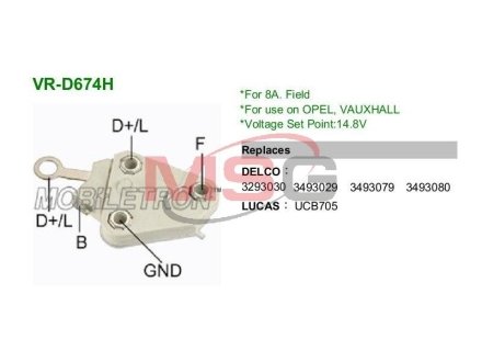 Регулятор напряжения DELCO 14.8V HD MOBILETRON VR-D674H