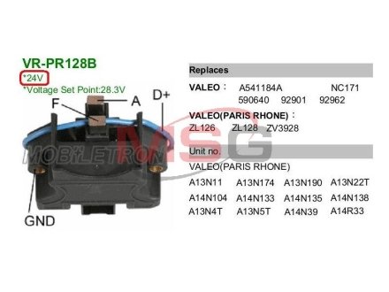 Детали стартеров и генераторов MOBILETRON VR-PR128B