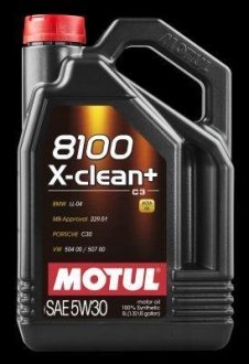 Олива 5W30 X-clean+ 8100 (5L) (LL-04/VW 504 00/507 00/MB 229.51/Porsche C30) (/102269) MOTUL 106377 (фото 1)