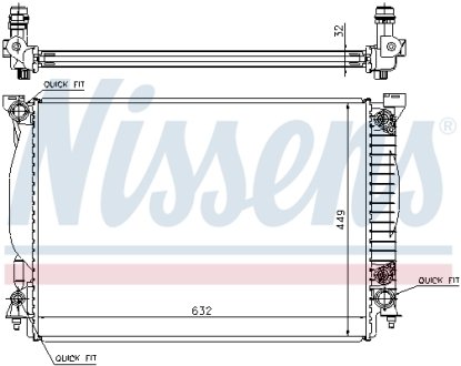 Радиатор охолодження AUDI A4/ S4 (00-) 3.0/3.2 (вир-во) NISSENS 60307A
