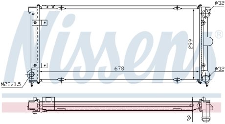 Радиатор охолодження SEAT TOLEDO I (1L) (91-) 1.6-2.0i (вир-во) NISSENS 640041 (фото 1)