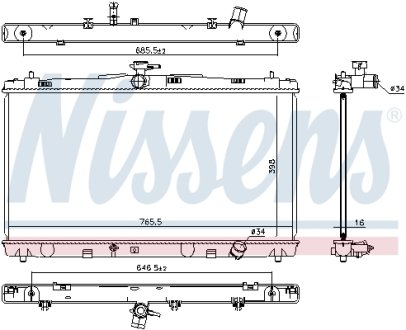 Радіатор охолодження TOYOTA CAMRY (XV5) (11-) 2.5 i 16V(вир-во) NISSENS 646869 (фото 1)