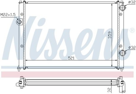 Радиатор охолодження VW PASSAT B4 (93-) (вир-во) NISSENS 652511