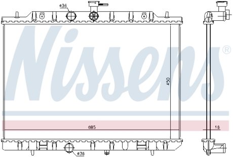 Радиатор охолодження NISSAN X-TRAIL (T31) (07-) (вир-во) NISSENS 67365