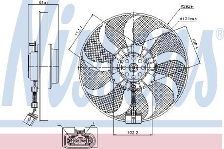 Вентилятор радіатора VOLKSWAGEN BORA (99-) 1.4 I 16V (+) NISSENS 85715 (фото 1)