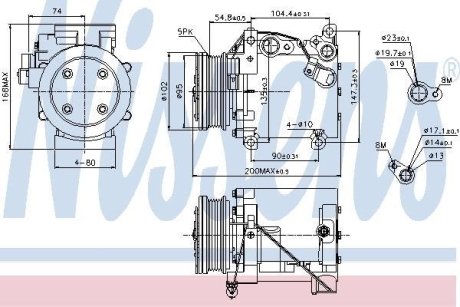 Компресор MT GALANT(96-)2.0 i 16V(+)[OE MR360561] NISSENS 89227