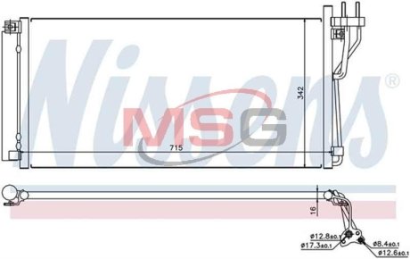 Конденсор кондиціонера GRANDEUR/XG/MAGENTIS 05- (вир-во) NISSENS 94804