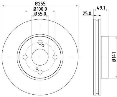 Диск тормозной передний Toyota Corolla, Prius 1.6, 1.5 (02-07) NISSHINBO ND1083K (фото 1)