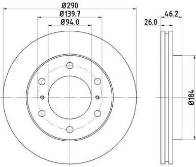 Диск тормозной передний Mitsubishi Pajero III, IV 2.4, 2.5, 3.0, 3.2, 3.5 (02-) NISSHINBO ND3016K