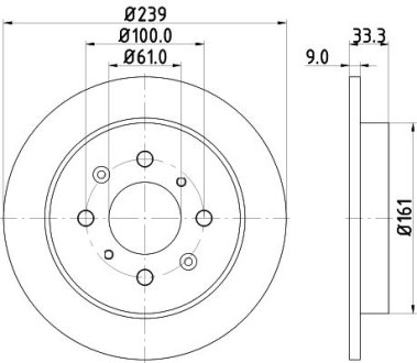 Диск тормозной задний Honda Jazz 1.3, 1.4, 1.5 (08-) NISSHINBO ND8033K (фото 1)