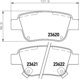 Колодки тормозные дисковые задние Toyota Avensis, Corolla 1.6, 1.8, 2.0 (03-08) NISSHINBO NP1031 (фото 1)