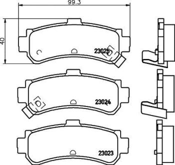 Колодки тормозные дисковые задні Nissan Almera 1.4, 1.6, 2.0 (95-00) NISSHINBO NP2064 (фото 1)