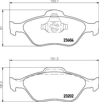 Колодки тормозные дисковые передні Mazda2 1.3, 1.4, 1.6 (03-)/Ford Fusion 1.4, 1.6 (04-12) NISSHINBO NP5008 (фото 1)