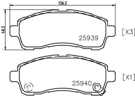 Колодки тормозные дисковые передні Suzuki Swift/Mazda 2/ Daihatsu Materia 1.2, 1.3, 1.5, 1.6 (06-) NISSHINBO NP5029