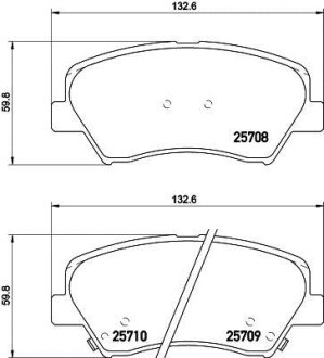Колодки тормозные дисковые передні Hyundai Accent, i20, Elantra/Kia Rio III 1.4, 1.6, 1.8 (11-) NISSHINBO NP6015 (фото 1)