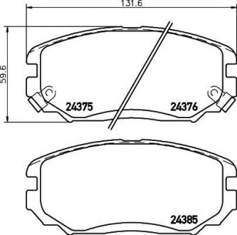 Колодки тормозные дисковые передні Hyundai Elantra, Sonata, Tucson/Kia Sportage, Soul 1.6, 2.0 2.4 (04-) NISSHINBO NP6089 (фото 1)