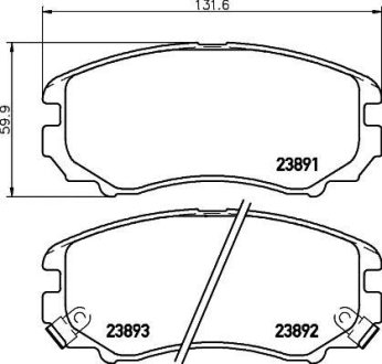 Гальмівні колодки HYUNDAI Coupe/Sonata IV/Tucson/KIA Sportage New/Magentis/Optima -06 NISSHINBO NP6091 (фото 1)