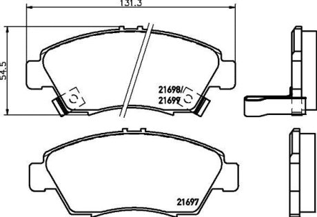 Колодки тормозные дисковые передні Honda Jazz 1.2, 1.3 (02-08), Civic 1.4, 1.6 (96-00) NISSHINBO NP8002