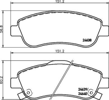 Колодки тормозные дисковые передні Honda CR-V III (07-), CR-V IV 2.0, 2.4 (12-) NISSHINBO NP8012