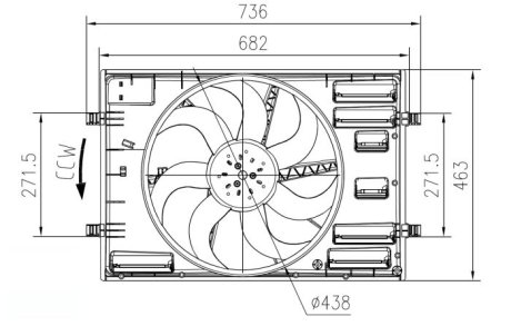 Вентилятор радіатора з дифузором электрический AUDI 13- NRF 47916