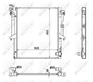Радиатор охолодження MITSUBISHI L200 2.5D 06- (вир-во) NRF 53907